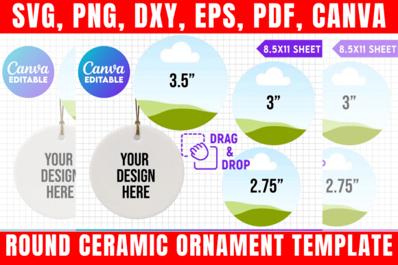 Download Round Ceramic Ornament Template Bundle - Men Collection
