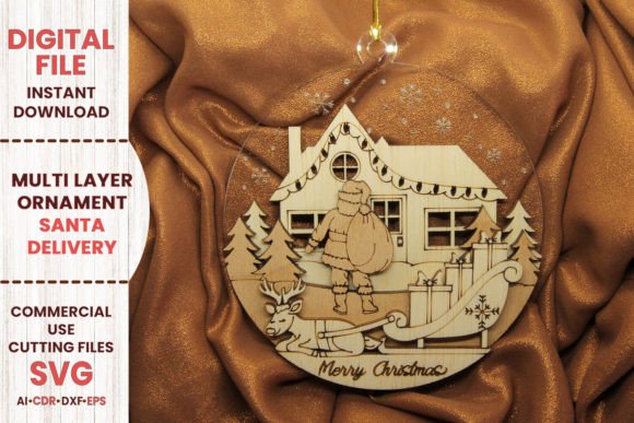 Download Santa Delivering Gifts Ornament - Men Collection