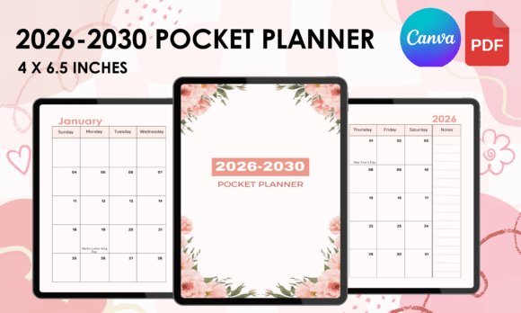 Download 2026-2030 Pocket Planner Canva Template - Premium Resources