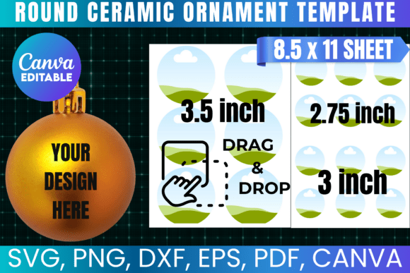 Download Round Ceramic Ornament Template Bundle - Men Collection